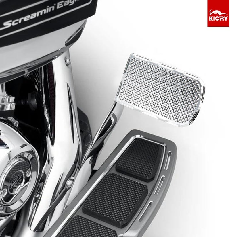 KICRY Brake Pedal Cover Compatible with Harley softail Heritage Springer Fit Fat Boy Deluxe FLSTN Road King FLHR Road Glide FLTR Pads Cover (Chrome Kit) - Image 4